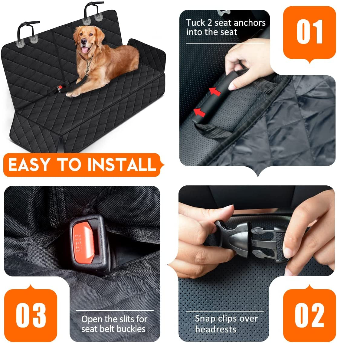 Dog Car Seat Cover, Back Seat Cover for Dogs Pet Car Seat Protector